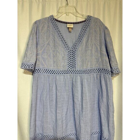 Knox Rose Blue Embroidered V-Neck Dress XXL - Picture 2 of 6